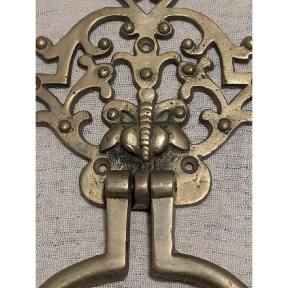 Antique Cast Brass Door Knocker Butterfly Victorian Art Nouveau Heavy Hardware